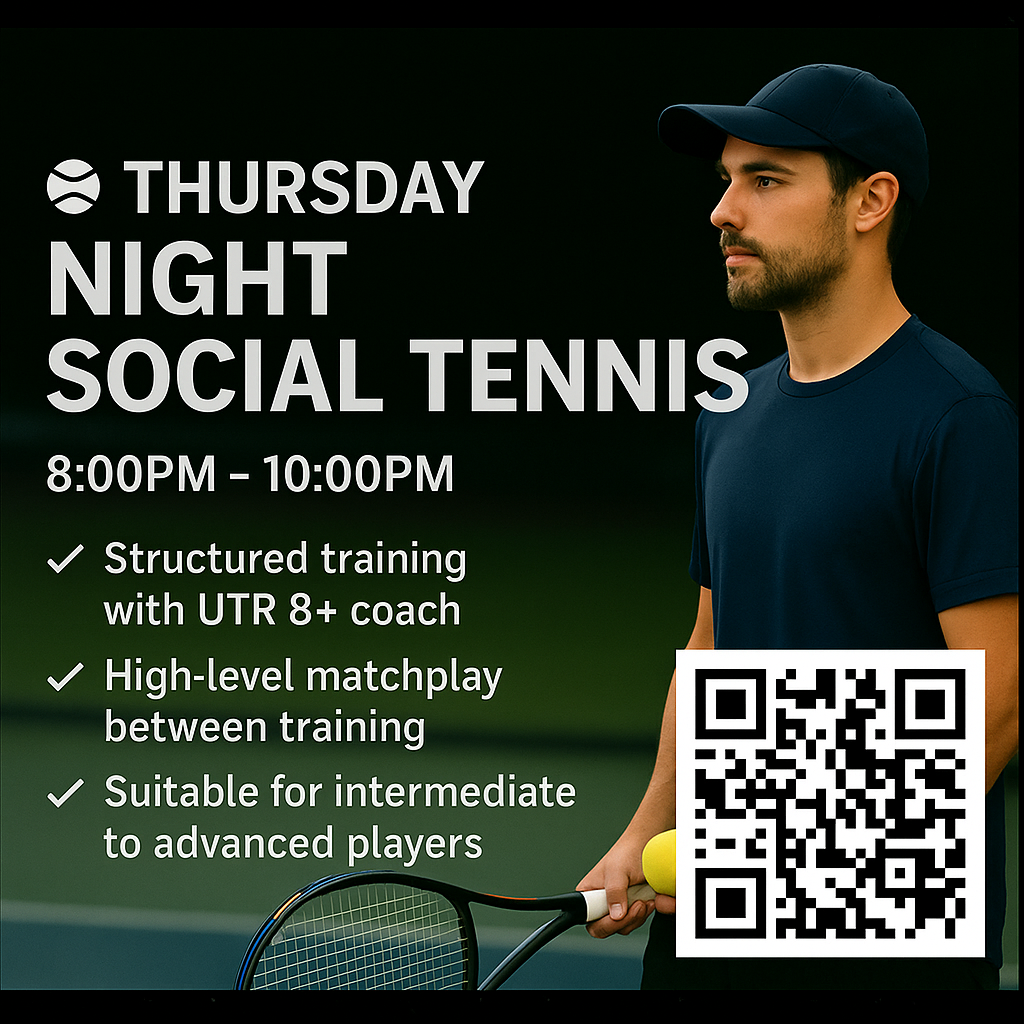 Thursday Night Social Tennis with Elite Coach Access 8-10 PM